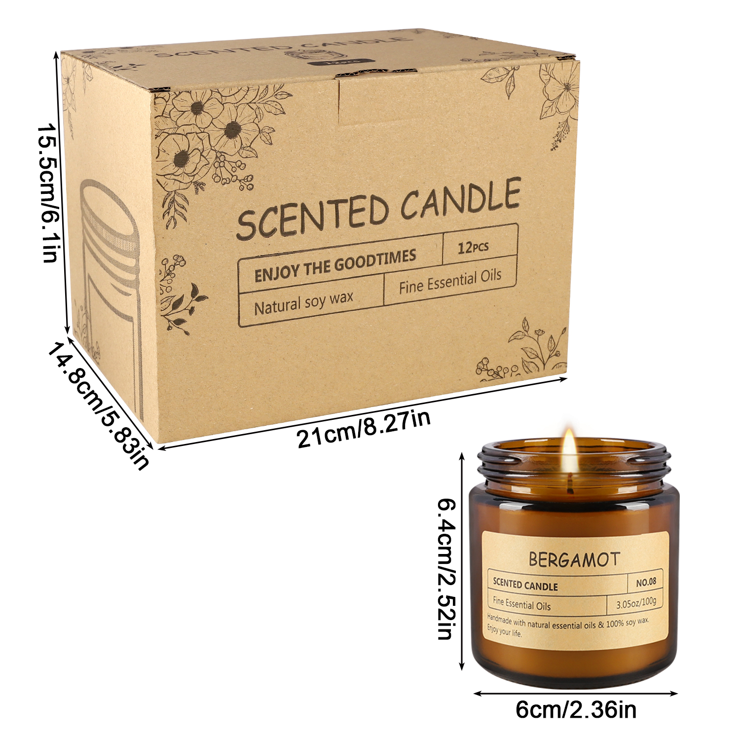 Candle Sachet - 12 sachet scented candles with 12